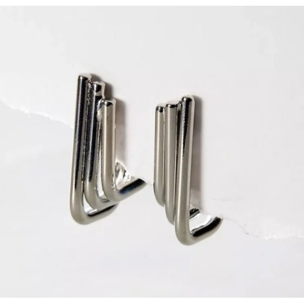 Free People 14K White Gold Plated‎ Square Earrings
